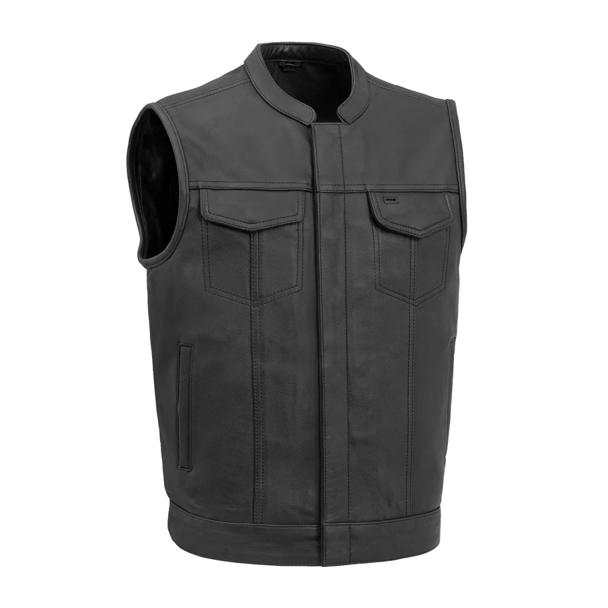 Sharp Shooter Men's Motorcycle Leather Vest Men's Leather Vest First Manufacturing Company Black S